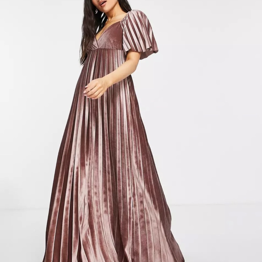 ASOS size 8 petite velvet champagne/mauve dress